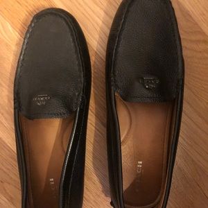 Coach black leather loafers